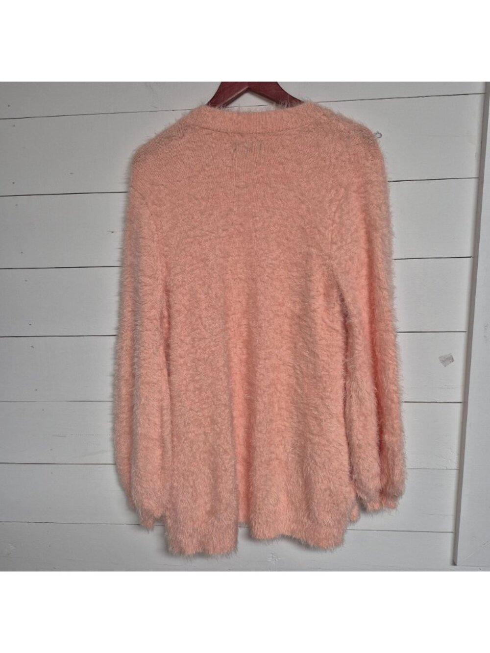 Kaari Blue Womens Peach Fuzzy Open Front Cardigan Sweater Size L Soft and Cozy - Picture 6 of 6